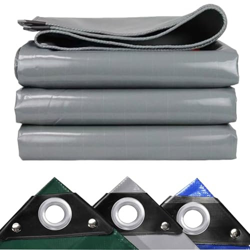 JXLQFA Poolabdeckung für Rund Pools, 1.5x36 m 450g/m² Poolplane aus PVC, Pool Abdeckplane mit Ösen Drahtseil Aluminiumverschluss, wasserdichte Poolfolie für Sommer Winter JXL11, Grau