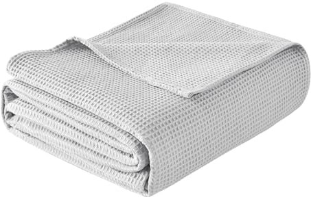 WOLTU 2X Tagesdecke 150x200 cm 100% Baumwolle, leichte Wohndecke in Waffeloptik, weiche Überwurfdecke Bett, Sofa Überwurf Wohnzimmer Schlafzimmer, Grau