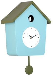 Karlsson Cuckoo Light Wall Clock in Misty Blue & Army Green with Pendulum