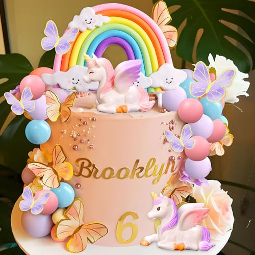 LaVenty Pony Unicorn Cake Decoration Pony Birthday Decoration | Rainbow Cake Topper Unicorn Party Favors Rainbow Birthday Cake Decoration for Girl