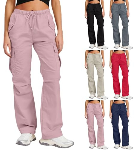 Pantalón de lluvia para mujer, impermeable para bicicleta, ligero, con protección contra el viento, pierna ancha, de softshell, secado rápido, senderismo, cargo, con bolsillo con cremallera, para