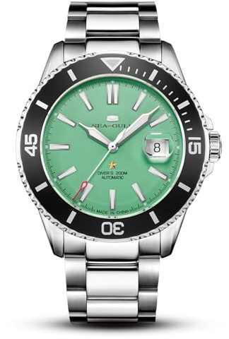 Seagull Seagull 816.523 - Reloj automático resistente al agua, acero inoxidable, calendario, luminoso, para hombre, negocios y buceo