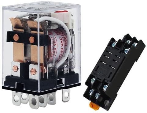 Bobina de relé de alta potencia JQX-13F Interruptor de relé electromagnético mini DPDT general con base de zócalo CA 110 V 220 V CC 12 V 24 V 10 A(AC,12V-With base)