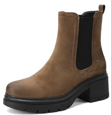 QUEEN HELENA Stivali Chelsea Stivaletti con Tacco Basso Donna X33-82 (Khaki, Taglia unica, Sistema Taglie Calzature EU, Adulto, Donna, Numero, Media, 35)