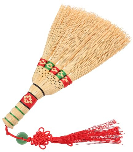 BESPORTBLE Scopa Intrecciata di Mais Piccola la Pulizia, Spolverino da Tavolo Manico Corto Ergonomico, Accessorio Naturale per Rimuovere Polvere in Camera da Letto e Casa