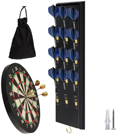 Darts Holder - Space-Saving Wooden Display Stand | Dart Organizer With Storage Bag | Wood Wall Display Rack For Home Office Bar Game Living Room Bedroom Entertainment Steel Tips Outdoors