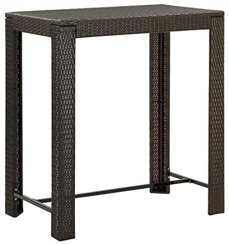 zylophax Garten-Bartisch Braun 100x60,5x110,5 cm Poly Rattan mit pulverbeschichtetem Stahlgestell wetterfest für Balkon Terrasse Outdoor ideal als Terrassentisch und Loungetisch