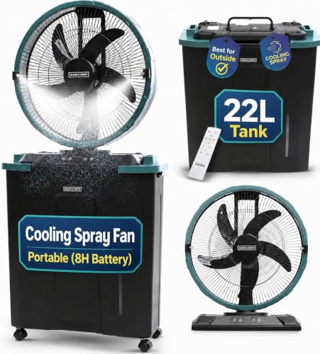 Olsen & Smith 16in Portable Cordless Cooling Spray Fan, Rechargeable