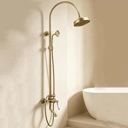 BiaoTeng Colonna Doccia con Miscelatore per Vasca da Bagno 3 Funzioni, Caldo e Freddo Colonna Doccia con Miscelatore Ottone Monocomando Antico