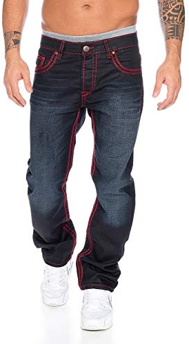 Rock Creek Herren Designer Denim Jeans Hose Dicke zier nähte NEU RC-2092 | Designer Herrenjeans aus Denim im Vintage-Look mit dicken Nähten, markante Jeanshose für Alltag, Hosen in Casual-Looks