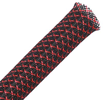 6mm-7.5m PET erweiterbar geflochten kabelschlauch kabelstrumpf kabelschutz kabelmantel-schwarz rot-Alex Tech kabel sleeve