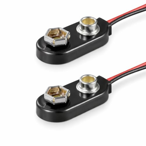 PerfectHD 2 x supporto batteria da 9 V | forma a I | estremità del cavo allentate | impermeabile | supporto batteria clip | 2 pezzi
