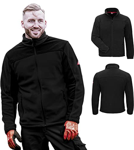Nitras MOTION TEX PLUS Fleecejacke - windfeste Jacke für Freizeit & Arbeit in Schwarz Größe XL