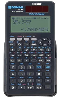 DONAU TECH Technisch-Wissenschaftlicher/Solar und Batterie/Taschenrechner mit natürlicher Darstellung /417 Funktionen/Graphit/Rechner Schutzhülle/Schulrechner/Schiebehülle