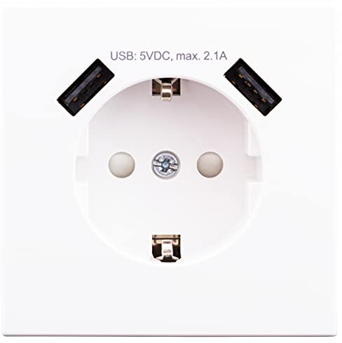 REV Futura USB Steckdose Mit 2 Anschlüssen, Max. 2,1A, 5VDC, 10,5W, Weiss