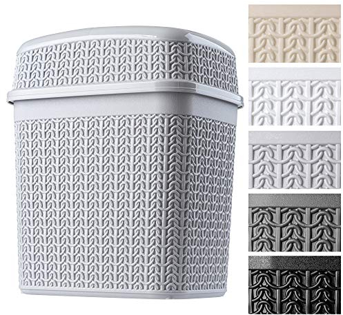 KADAX Secchio cosmetico fatto di plastica, bidone dei rifiuti con coperchio altalena, contenitore per rifiuti, bidone della spazzatura per bagno, cucina, (5L, grigio)