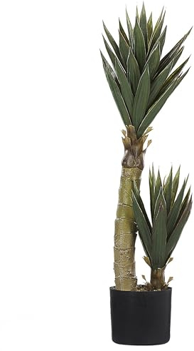 Beliani Artificial Potted Plant Aloe Vera Indoor Plastic Decoration 90cm Black Pot Yucca