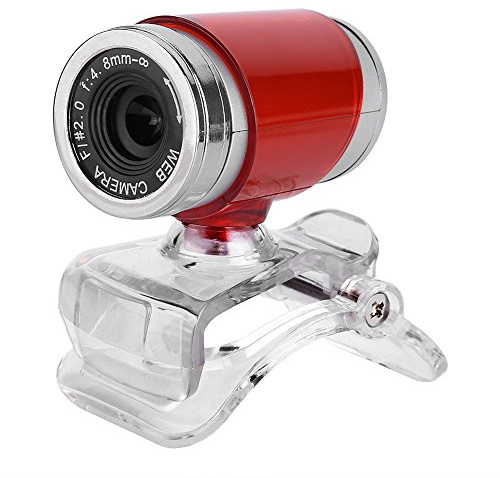 Dpofirs Webcam per PC, 12.0M pixel Videocamera Web a 360 gradi con clip, Videocamera USB con microfono, Videocamera Full HD 640 x 480 con risoluzione dinamica per laptop e desktop(Red + Silver)