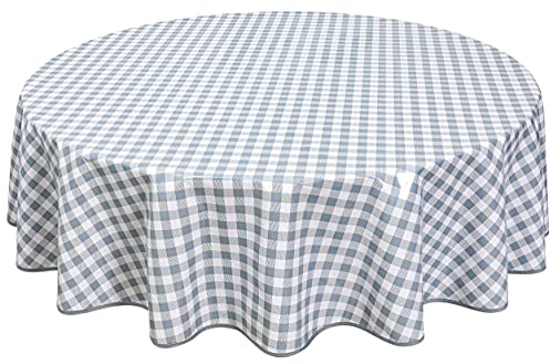 Wachstuch Tischdecke Abwaschbar Rund 140cm Kariert Karo Hellgrau