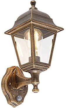 Qazqa classic-antique außen Wandleuchte, Außenlampe, Wandlampe für den Garten - Capital - Gold, max. 15W, Geeignet für LED, 15cm, IP44, Quadratisch
