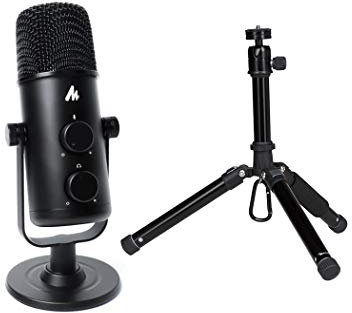 MAONO AU-903 - Kit de micrófono de Escritorio Condensador cardioide USB con trípode portátil de tamaño Mediano, múltiples Patrones de captación, Silencio, Volumen, Ganancia de micrófono para PS4/5