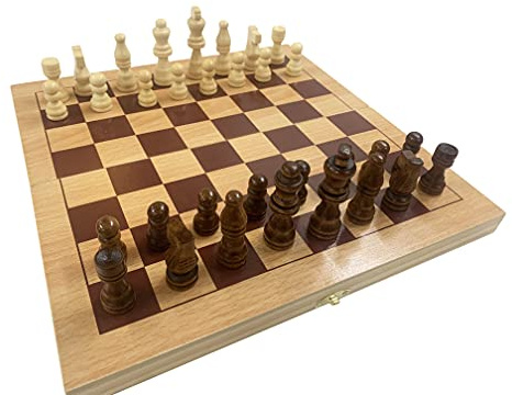 CLASSIC WOODEN FOLDING CHESS BOARD AND PIECES