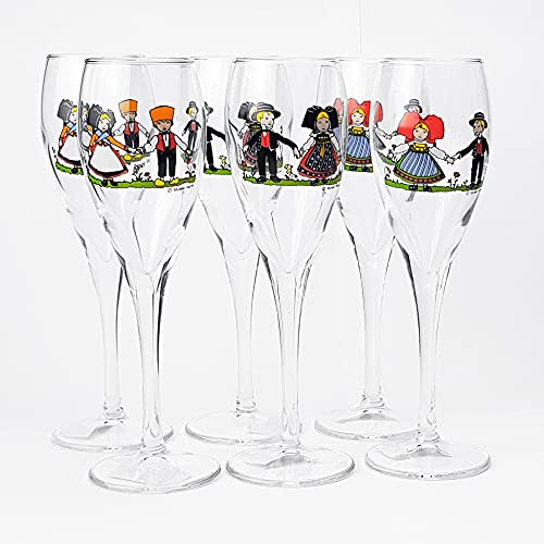 alsastyle 6 Flûtes à Crémant d'Alsace Motif Hansi