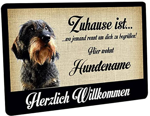 Crealuxe Fußmatte personalisiert - robuste, rutschfeste Fussmatte für Außen & Innen - waschbare Schmutzfangmatte - Fußabtreter Türmatte für aussen & an der Haustür - 60x40cm - Dackel - Zuhause ist ..