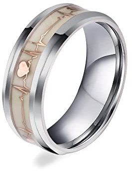 Banemi Herren Ring Zeigefinger, Edelstahl Ring Herren EKG Komfort Fit Herrengeschenke zum Geburtstag Einzigartiger Freund Größe 57 (18.1)