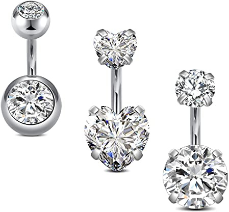 QWALIT Belly Button Ring - Short Bar Belly Ring, 6mm, Small