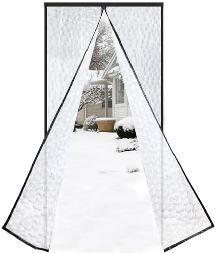 Risareyi Magnet Türvorhang Thermo Kälteschutz 90x210cm, Schwarz | Wasserdicht Transluzent EVA, Wärmeschutzvorhang für Türen Fenster Balkontür, Isolierung Winter, Innen Klimaanlagen Sommer