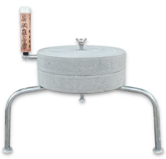 Kamelar.Lava Hand Stone Mill, Manual Mill for Grain, Beans and Barley, 6.7 inches Diameter, Stone Material, Includes Stainless Steel Bracket and Wood Handle