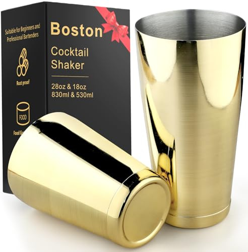 Shaker à cocktail en acier inoxydable – 2 pièces 530,3 g et 793,8 g Boston Shaker Bar Shaker Shaker Set de barman Shaker pour barman – Doré