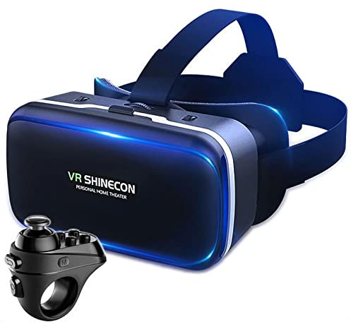 MYPOWR Gafas Realidad Virtual, Caja Gafas VR Gran Angular Visual De Pantalla Completa De Realidad Virtual Auriculares Casco Gafas 3D VR con Control Remoto para iOS Android (Color : Black, Size : R1)