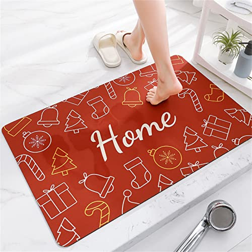 Badezimmerteppich, Badematte Rutschfest, 70x120cm Bad Teppich LäUfer, Duschmatte, Badteppich Badvorleger Rutschfest Waschbar, Antirutschmatte Dusche, Teppich Badezimmer, Bathroom Bath Mat, Rot