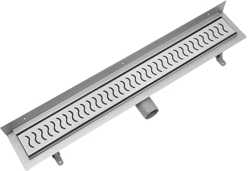 VOGI Duschrinne mit Wandaufkantung Edelstahl Komplettset (Wandablauf) mit dem Rost ONDA Ablaufrinne Siphon mit Geruchsstop, 25 Jahre Garantie, Länge 100 cm