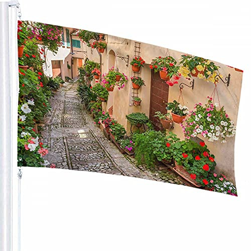Décoration de drapeau de rue 0,9 x 1,5 m Floral Feuille Plante Roche Nature Géométrique Rectangle Carré Belle Maison Polyester Motif Imprimé Décoration Extérieure pour Maisons et Jardins