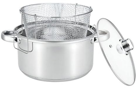 Luckyberg Edelstahltopf mit Sieb und Deckel/Topfinhalt 5,5l, Bratentopf und mehr/Multifunktionstopf,Topf mit Korb, Pommestopf/Karbontopf.