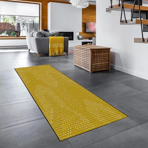 YANHONG Teppich Läufer Flur - Teppiche 100 x 250 cm Benutzerdefinierte Länge Schmutzfangmatte Sauberlaufmatte mit rutschfestem Gelrücken für Drinnen und Draußen, Gelb