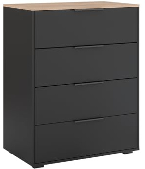 Vicco Kommode Betti, Anthrazit/Sonoma, 30 x 83.6 cm | mit 4 Schubladen, geeignet zur Aufbewahrung und Ergänzung bestehender Einrichtungen