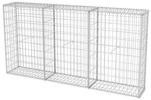 Baziroo Panier en pierre en acier galvanisé - 200 x 30 x 100 cm - Argenté - Protection visuelle - Gabion - Gabion - Gabion - Mur de gabion - Pour jardin, clôture, patrimoine en pierre