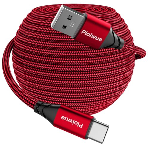 Cable USB C de 6M, cable de carga USB C extra largo con trenzado de nylon, cable de carga para controlador PS5 USB tipo C para Samsung Galaxy S22 S21 S20 S10 S8 Note 10 9 8, PS5, HUAWEI P30 P20, LG