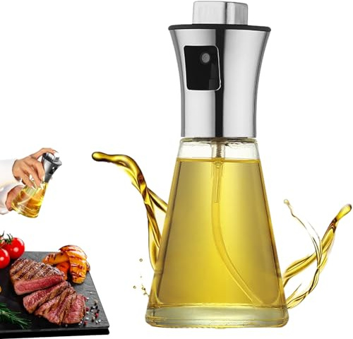 ChioSun Oil Sprayer Bottle, 200 ml Vinegar Sprayer Dispenser, Dressing Spray Grilling Olive Oil Glass Bottle, for Kitchen, Cooking, Salad, Bread, Baking, BBQ (Conical Shape)