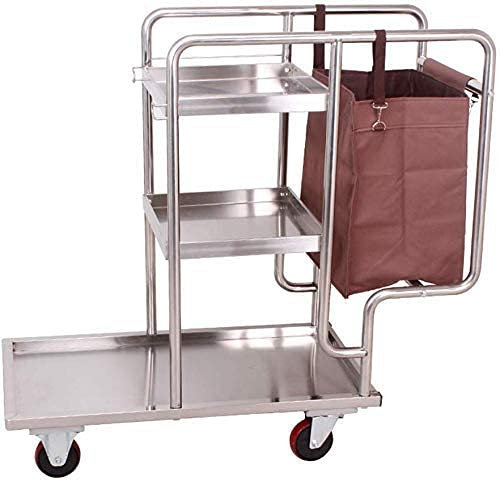 CCYENG Aufbewahrungsregal, multifunktional, dick, Reinigungsmaschine, Zimmerservice, geräuschlos, Wäschewagen, Edelstahl, Werkzeugwagen, Hotelzimmer, Reinigung, Auto,