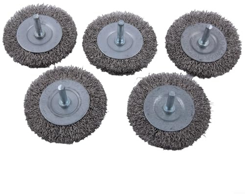 HEBEOT 5 PCS Wire Wheel Brushes Wire Wheel Brush Set 75Mm Round Handle Wire Brush 0.3mm Wire 3Inch Wire Wheel Drill