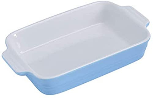 Plat de cuisson rectangulaire en céramique avec poignée pour four - Plat à lasagnes - Plat de cuisson individuel - Bleu