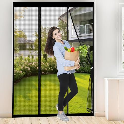 Fliegengitter für Tür als Rollo, 280x185cm Schwarz Anti Moskito Fliegengitter, Insektenschutzrollo Fliegengitterrollo für Terrassentür Wohnzimmer Balkontür