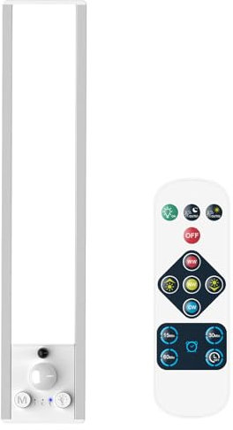 ENUOTEK Reglette LED Cuisine Lampe Sans Fil Rechargeable Lumiere 24CM, Lumic Lampe LED Detecteur de Mouvement 3000K-4000K-6500K, Dimmable Neon telecommande Garage Escalier Placard Dressing