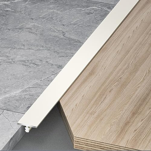 Raouoae Übergangsprofil Boden/Tür T-Profil Bodenleiste 3 Stück 100cm Übergangsschiene Flache Trennleiste Türschwellen Leiste Ausgleichsprofil Übergangsstreifen(Perlweiß,Breite: 8mm)