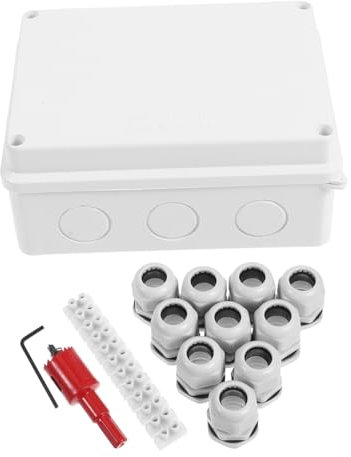 OKUMEYR Boîte De Jonction Étanche Abs 150 x 110 x 70 Mm Avec Connecteurs, Bornier 12 Positions Et Kit Perforateur, Boîtier De Câblage Électrique Pour Usage Intérieur Et Extérieur